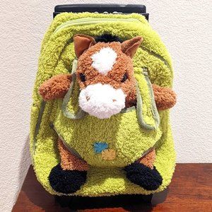 Green Plush child's backpack with horse